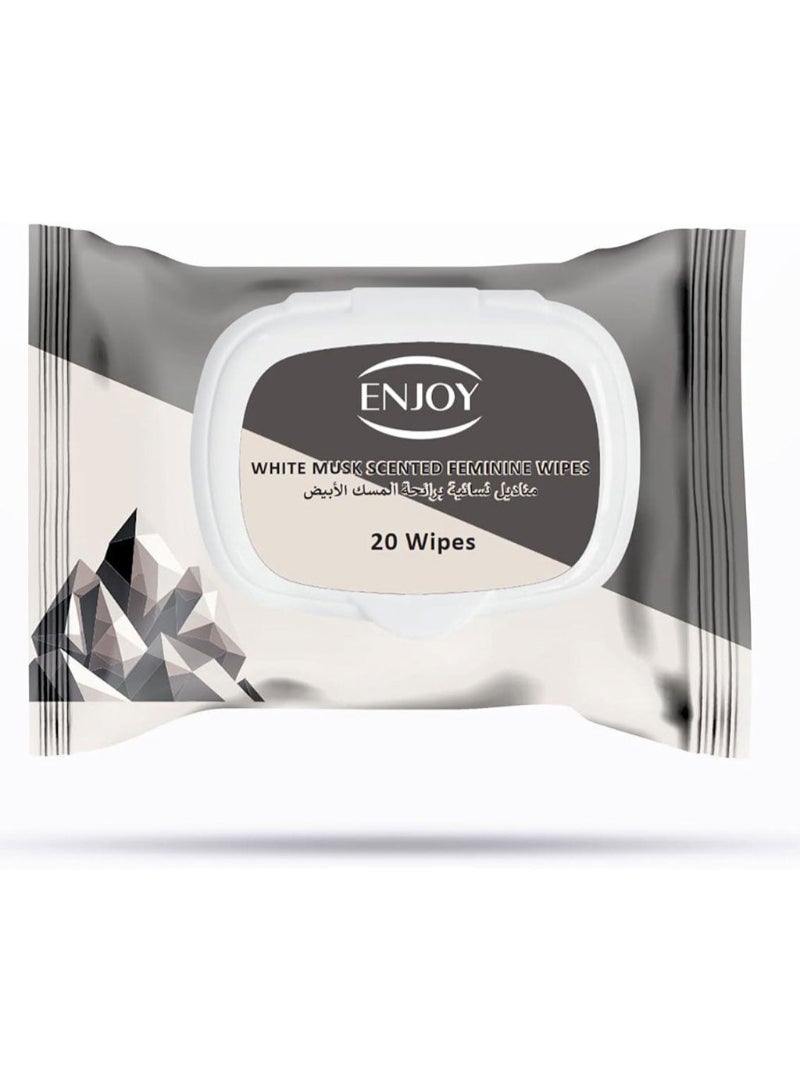 Enjoy White Musk Scented Feminine Wipes, Pack of 20's